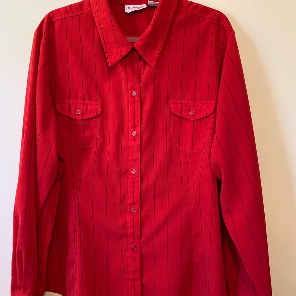 Elegant Red Striped Blouse